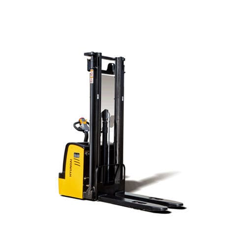 Electric stacker truck - 12ES - HYUNDAI HEAYY INDUSTRIES - walk-behind / 24 V / for pallet