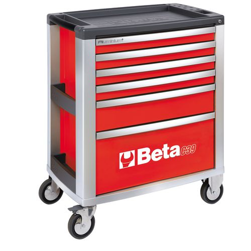 Storage cabinet - C39/6 series - Beta Utensili - on casters / 6-drawer / aluminum