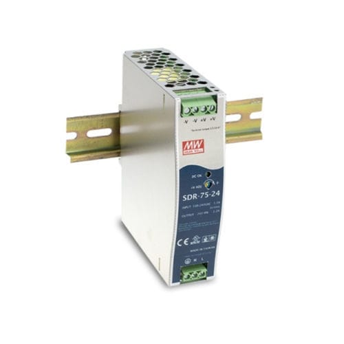 DIN rail power supply - SDR-75 series  - Mean Well - AC/DC / single-output / with short-circuit protection