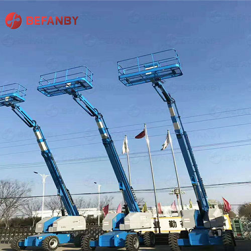 Self-propelled telescopic boom lift - BEFANBY - diesel-electric hybrid / diesel engine / for construction