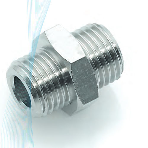 Brass nipple - 101  - ITV - threaded / nickel-plated / hexagonal