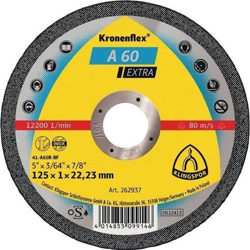Stainless steel cutting disc - A 60 Extra - KLINGSPOR - for portable machines