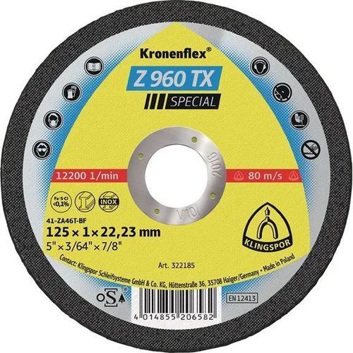 Metal cutting disc - Z 960 TX - KLINGSPOR - for steel / for stainless steel / thin
