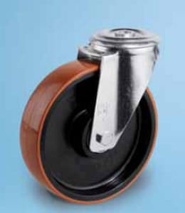 Swivel caster - 150 - 500 kg, ø 80 - 200 mm | DS R series - WICKE - rod / polyurethane-coated / steel