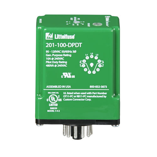 Voltage monitoring relay - 201-SP-DPDT series - Littelfuse - DPDT / single-phase / motor