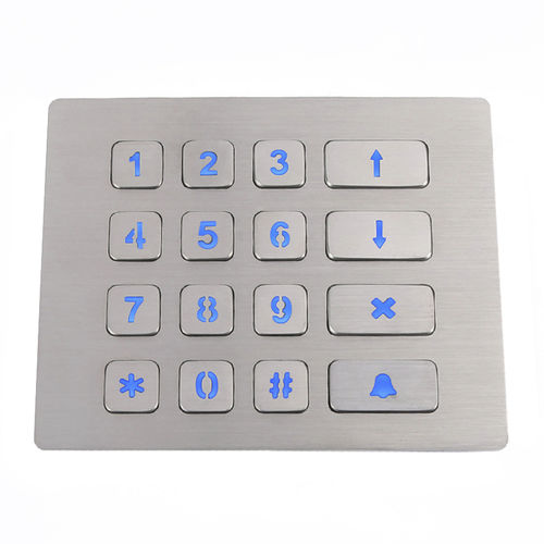 Backlit keypad - CT-KPS13-16-TM-BL - NingBo ChenTe electronics Technologies Co.,Ltd - 16-key / panel-mount / stainless steel