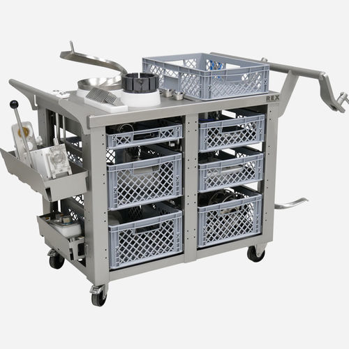 Cleaning cart - REX-Technologie GmbH & Co. KG - stainless steel / for accessories / with swivel casters