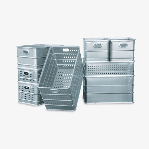 Aluminium crate - 205 series - Conf Industries S.r.l. - for laundry / stacking / perforated