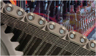Steel conveyor chain - Allguard FX™, Lifeguard® - Ramsey Products - link / for the glass industry / snap cover