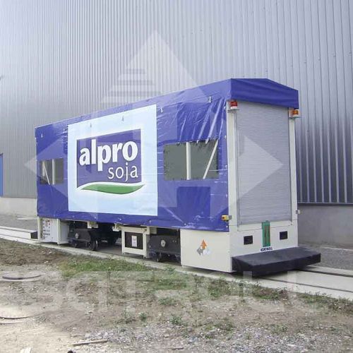 Handling rail guided vehicle - ESARAIL 5 - Esatroll s.a - for pallet / electric / with motorized conveyor