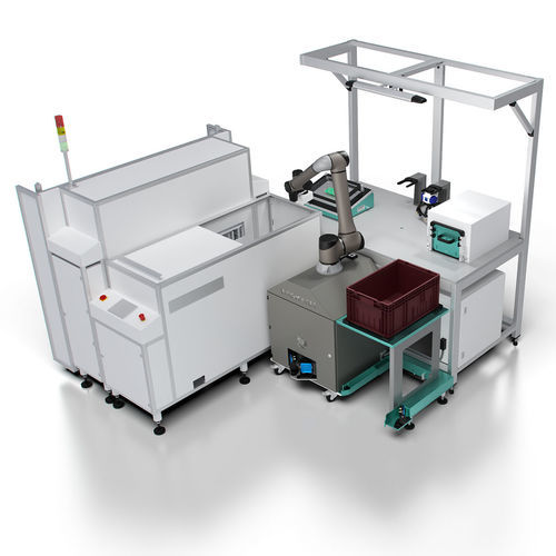 Assembly workstation - FLEXIMATE - ENGMATEC GmbH - electronic / modular / with collaborative robots