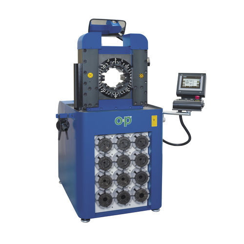 Hose crimping machine - TUBOMATIC V159ES - OP Srl - semi-automatic / hydraulic / PLC-controlled