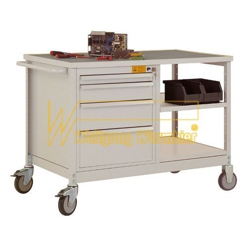 Workshop trolley - Wolfgang Warmbier GmbH & Co. KG Systeme gegen Elektrostatik - steel / 2 levels / with drawer