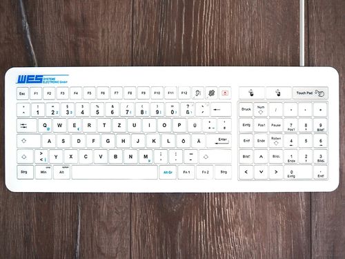 Panel-mount keyboard - GLAS-TASTATUR-WH-TPU-NP - WES Systeme Electronic GmbH - capacitive / with touchpad / industrial