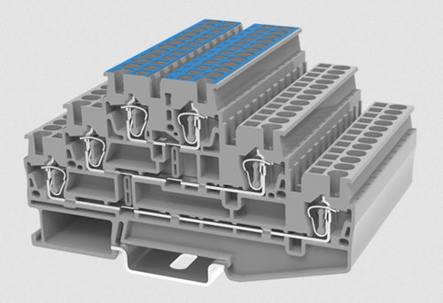 DIN rail-mounted terminal block - TCT2.5-2-GY-N - Ningbo SUPU Electronics Co., Ltd. - spring cage connection / copper / IEC