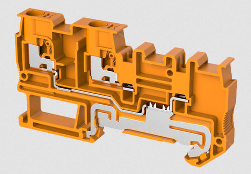 DIN rail-mounted terminal block - TPIO2.5-IN-3-PE - Ningbo SUPU Electronics Co., Ltd. - spring / push-in / copper