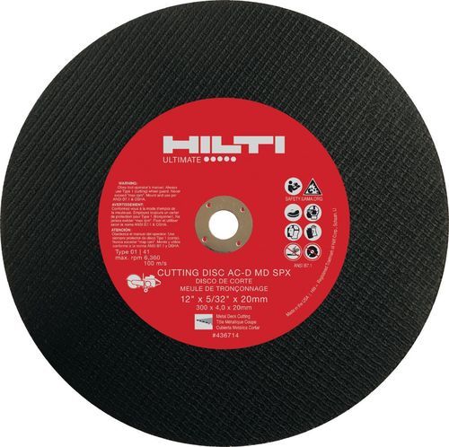 Metal cutting disc - AC-D MD - HILTI - for sheet metal / aluminum oxide / large-diameter