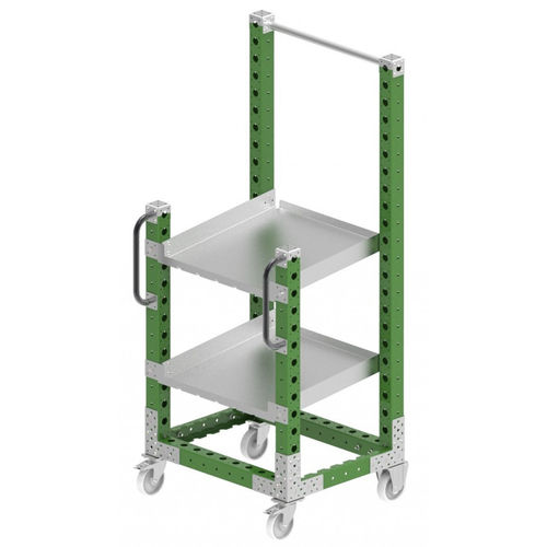 Cleaning trolley - Q-100-0428  - FlexQube - metal / shelf / tool-holder