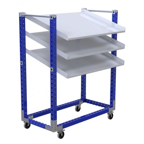 Handling cart - Q-100-0808  - FlexQube - metal / shelf / with swivel casters