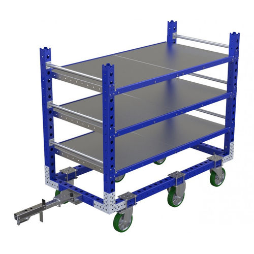 Handling cart - Q-007-3033  - FlexQube - metal / shelf / six-wheel