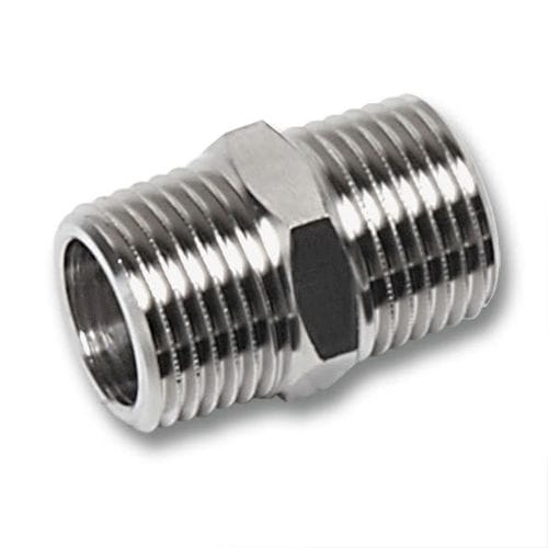 Stainless steel nipple - 91280  - SANHA GmbH & Co. KG - threaded / straight / hexagonal