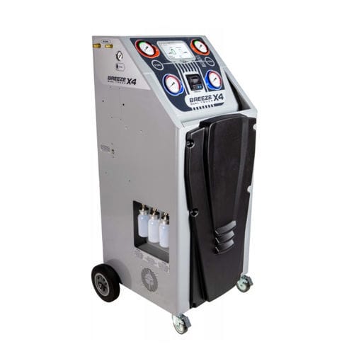 Air conditioning system gas evacuating and refilling device