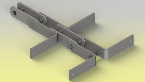 Steel conveyor chain - Z.M.C. SRL - link / for the storage industry / with scraper