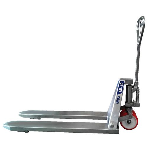 Hand pallet truck - NOVETAL - stand-on / double-roller / stainless steel