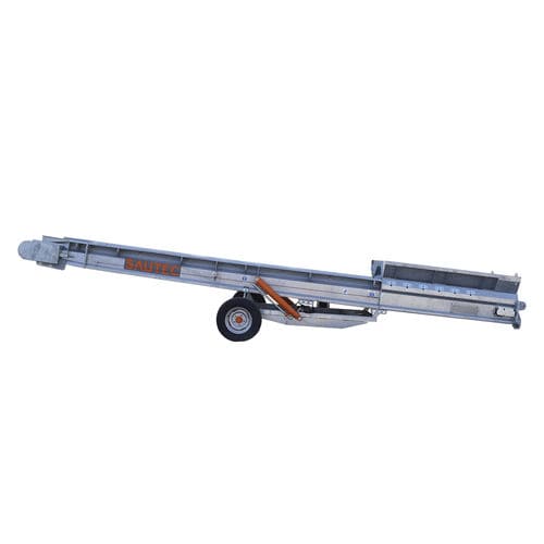Construction conveyor - type_10 - SAUTEC - belt / with adjustable slope / reclining