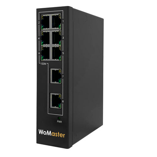 Unmanaged ethernet switch - DS108A - WoMaster - 8 ports / fast ethernet / DIN rail