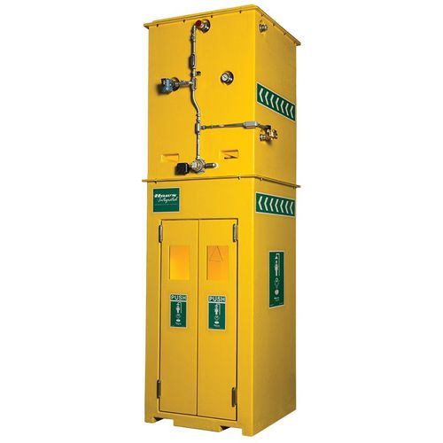 Floor-standing shower cubicle - 8720 - Haws Corporation - with eyewash and face wash station / with tank / outdoor