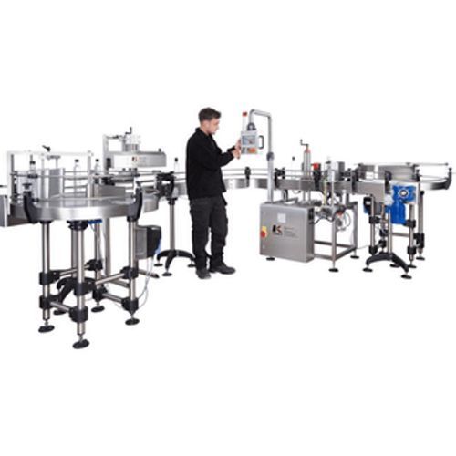 PLC-controlled labeler - Adelphi - for packaging / for bottles / side