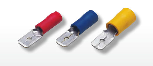 Quick-disconnect solderless terminal - 0112 series - Druseidt - male / flat / PVC-insulated
