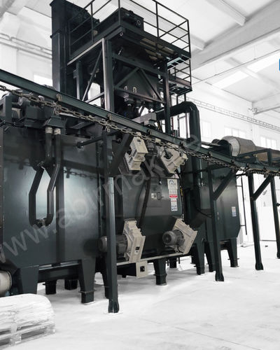 Overhead conveyor shot blasting machine - ABİR MAKİNE A.Ş. - turbine / sheet metal / for surface cleaning