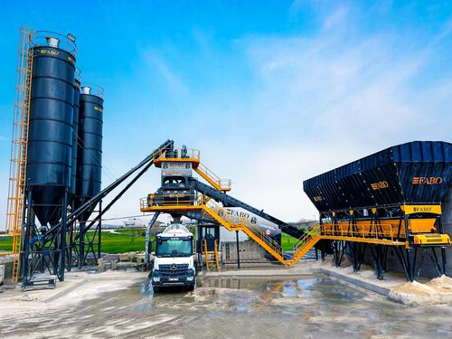 Stationary concrete batching plant - COMPACT-120 - Fabo Crushing Screening & Concrete Plants - compact / with belt conveyor