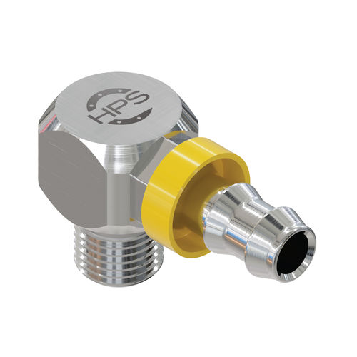 90° angle fitting - HPS International - hydraulic / threaded / barbed