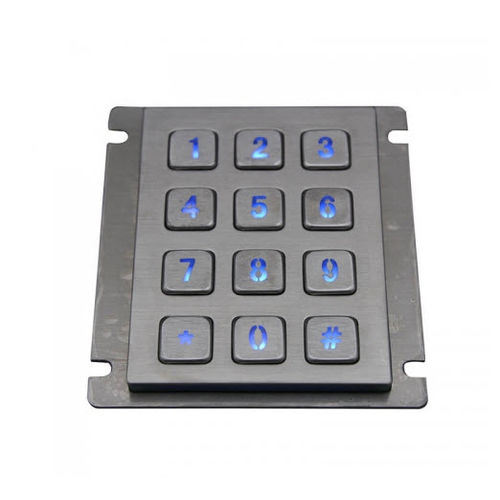 12-key keypad - D-8208J-1-Backligh - ShenZhen DAVO Electronics Co., Ltd - panel-mount / stainless steel / alloy