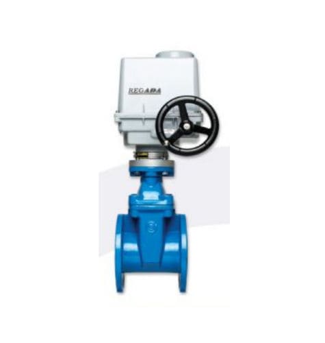Gate valve - PN16 (F4) - BLUCAST - electrically-actuated / manual / for control