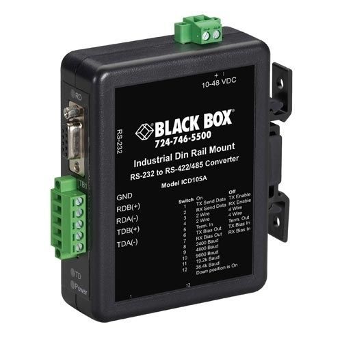 RS-485 converter - ICD107A - Black Box - Modbus / repeater / DIN rail mounted