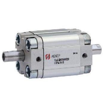 Compact cylinder - QJ1225 - AIGNEP - pneumatic / magnetic piston / with through rod
