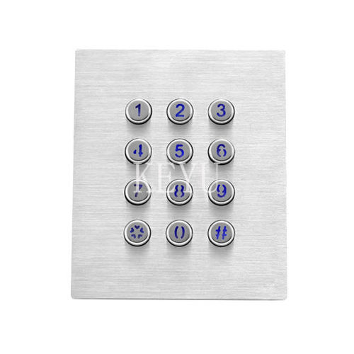 Backlit keypad - KY2047A - Shenzhen KEYU Co., Ltd  - 12-key / panel-mount / brushed stainless steel
