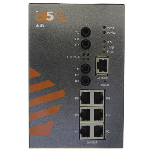 Managed ethernet switch - iES8-S - iS5 Communications - 8 ports / DIN rail / panel-mount