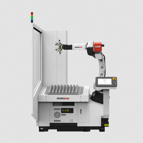 Robotic unloading cell - Turn-Assist Essential Mini - RoboJob - loading / feed / for small parts
