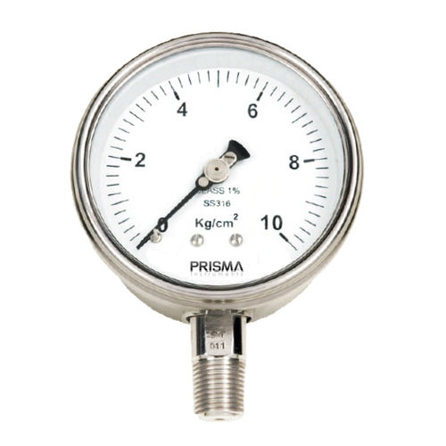 Dial pressure gauge - SMBSPG - Prisma Instruments - threaded / stainless steel / Bourdon tube