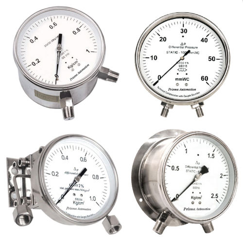 Differential pressure gauge - DPG-B - Prisma Instruments - dial / threaded / stainless steel
