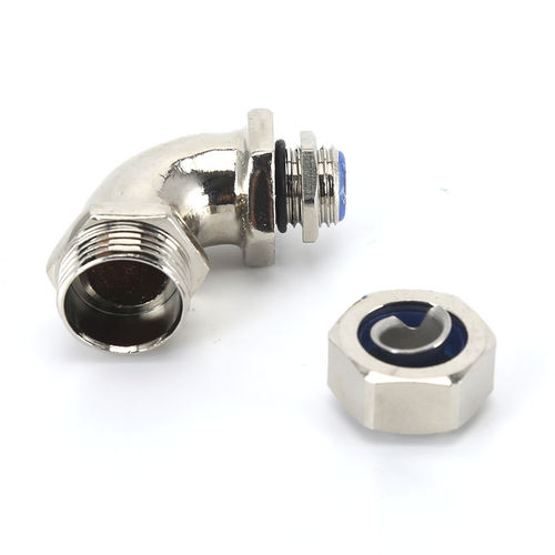 Nickel-plated brass cable gland - HX-NW series - YUEQING HONGXIANG CONNECTOR  MANUFACTRER CO., LTD - IP68 / threaded / elbow