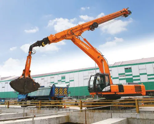 HITACHI　ZAXIS330LCテレスコ　クラムシェル　KOMATSU こんにちは、日立建機日本です。 今回はZX330LC-7テレスコクラム仕様機