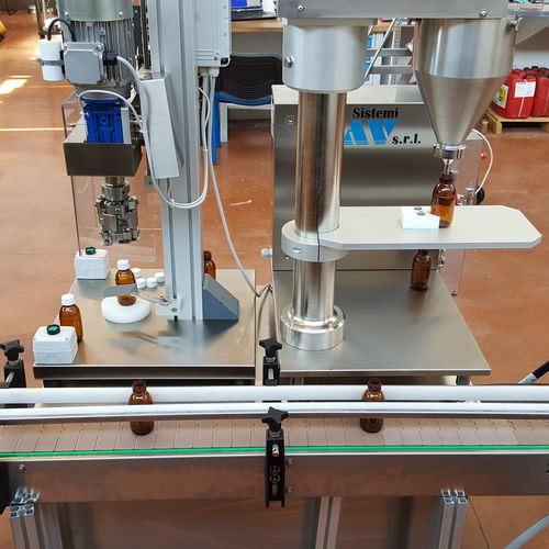 Semi-automatic filling and capping machine - RAV SISTEMI - for powders / volumetric