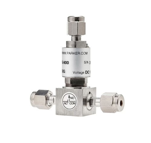 2-way solenoid valve - 099-0 series - Parker Precision fluidics Division - NC / for gas / compact