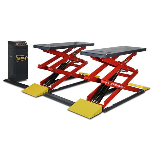 Double-scissor car lift - L 3300 EVO - Cormach S.r.l. Correggio Machinery - 3 ton / electro-hydraulic / for car